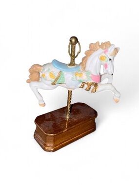 Carousel Horse Figurine in White with Pastel Accents